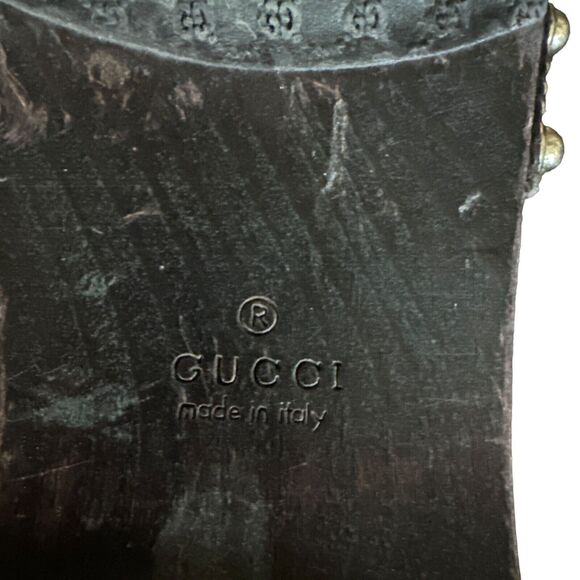 Monogram Natural Pigskin Web Horsebit Clog Slide Sandals 10 Beige Ebony Cocoa - Picture 12 of 12